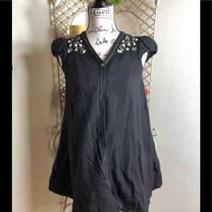 Anthropology Meadow Rue Black floral accent cape